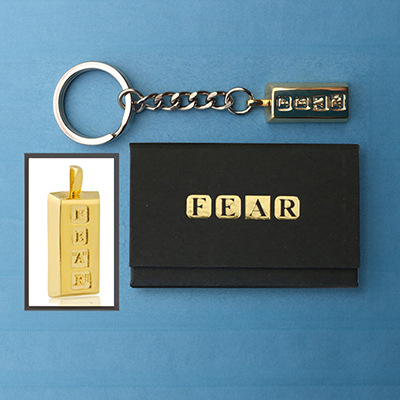 FEAR Gold Pendant 24 Carat Gold Plated & Keychain