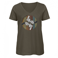 Living In FEAR Design Ladies Khaki V-Neck